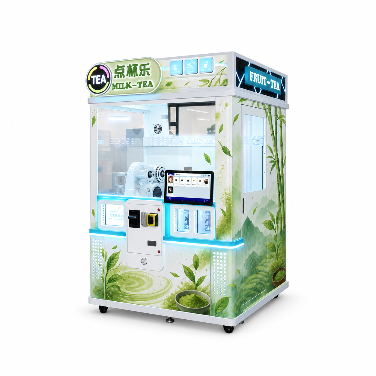 Robotic milk tea and bubble tea vending machine