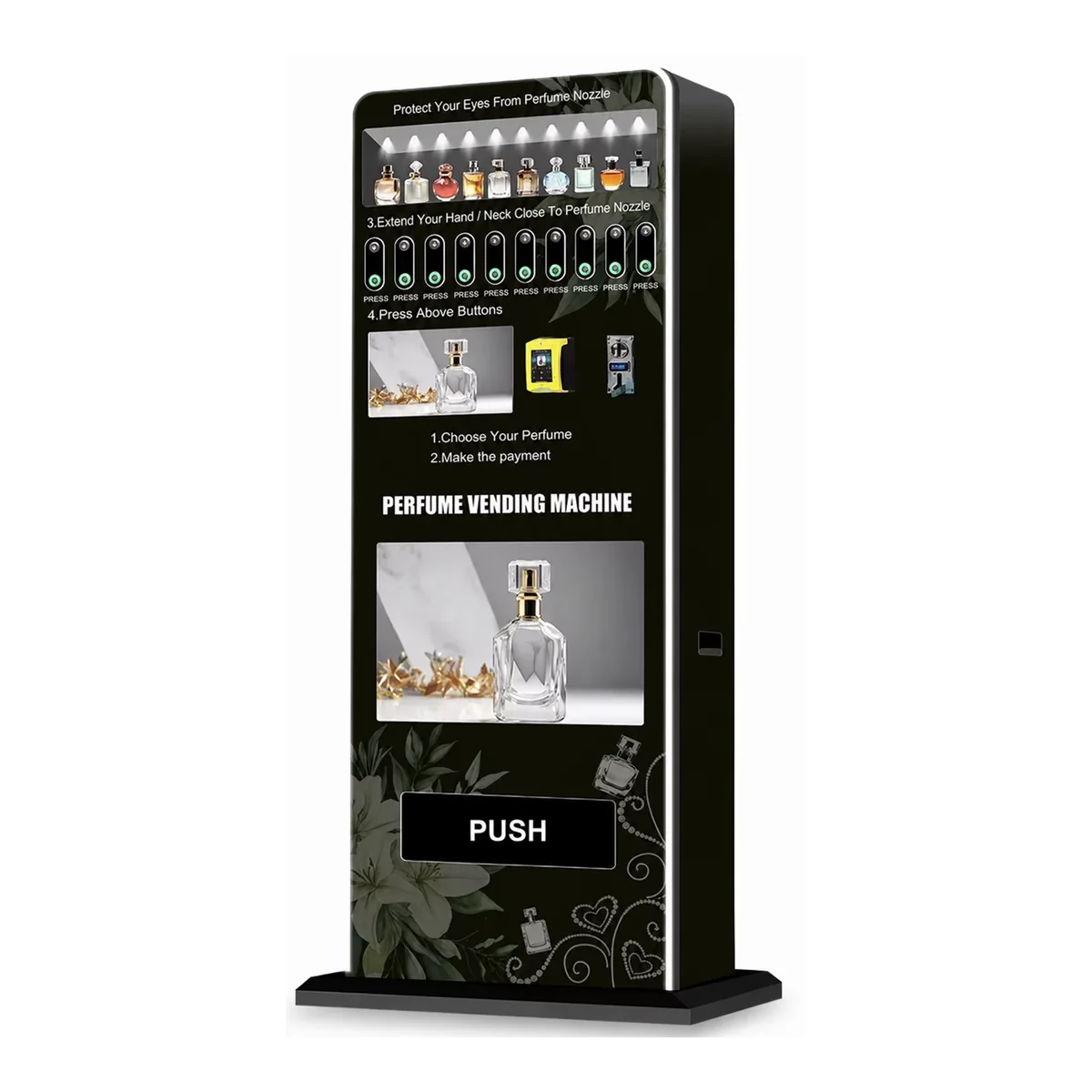 Freestanding perfume vending machine